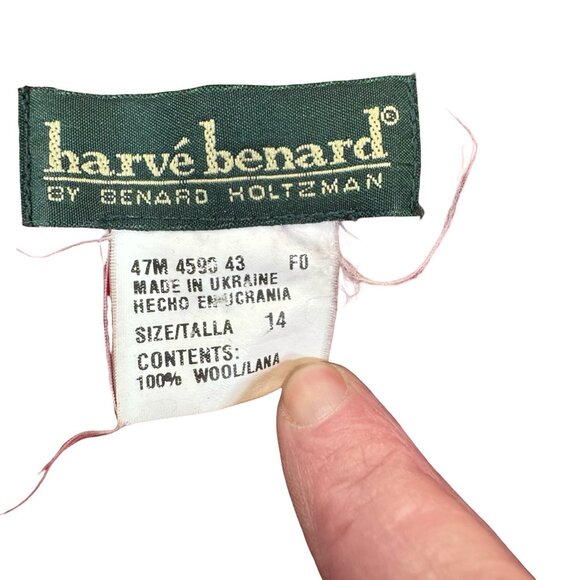 Harvé Benard Womens Red Wool Long Coat Size 14 Jacket Trench Coat Vintage Heavy - Picture 5 of 5